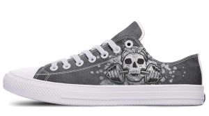 Lady Skull Gym Tattoo White Lowtop Sneakers
