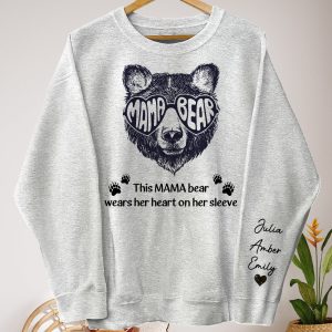 This Mama Bear Wears Her Heart On Her Sleeve - Personalized Sweatshirt